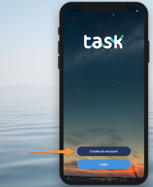 Creating a new account with the mobile app - Task Support Documentation